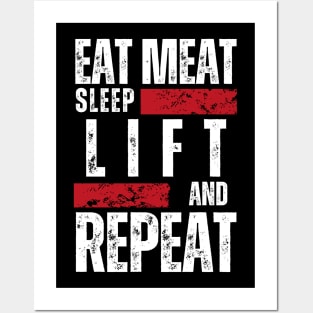 EAT MEAT, SLEEP, LIFT & REPEAT - Fit Carnivore Lifestyle Posters and Art